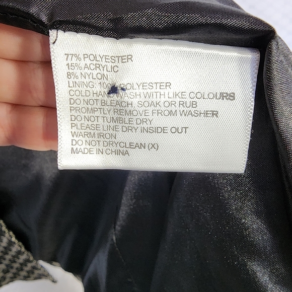 BLACK PEPPER winter jacket size 10 black white warm short bomber blazer - Picture 6 of 13